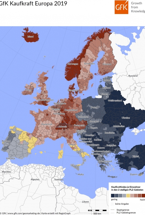 Kaufkraft in Europa: Liechtenstein, Schweiz und Luxemburg liegen vorn -